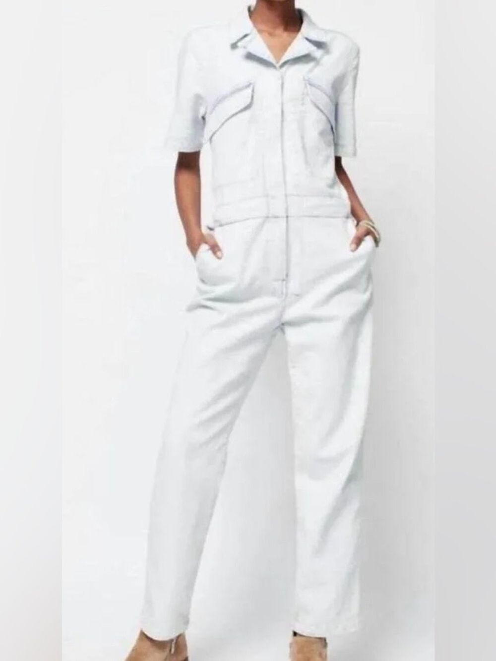 Faherty Organic Cotton Light Blue Jumpsuit XS